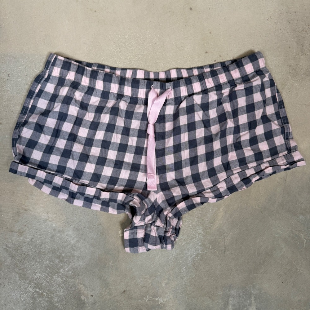 Victoria's Secret Pink Grey Gingham Pajama Shorts Sleepwear Women's Medium